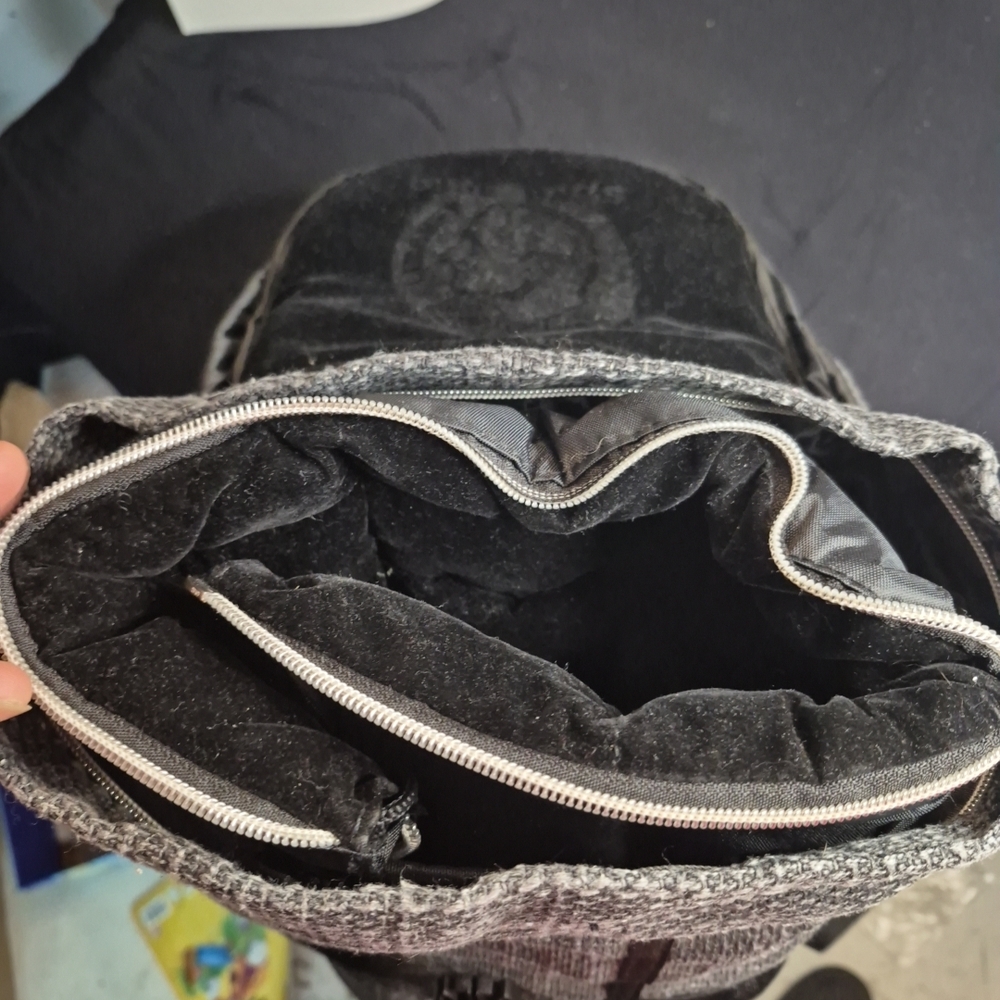 Gray Backpack with Green Stitching - image 9